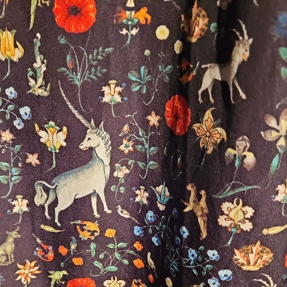 Samantha Pleet Multicolor Unicorn Floral Wrap Around Skirt. Size Med. - Picture 4 of 6